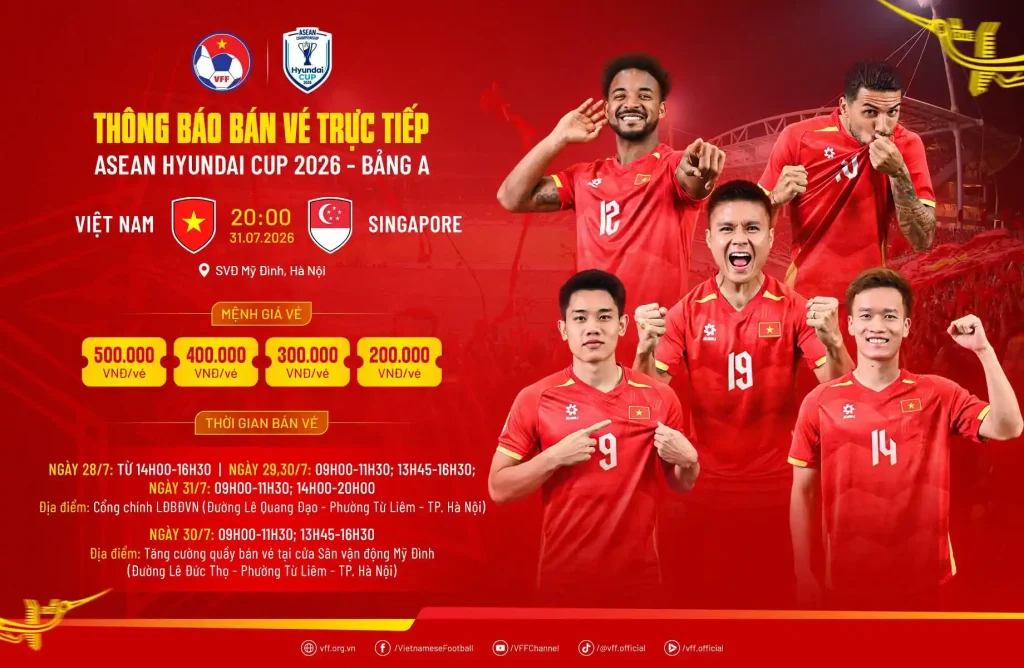 Việt Nam vs Singapore AFF Cup 2026: Nhận định, phong độ và dự đoán 2 Việt Nam vs Singapore AFF Cup 2026